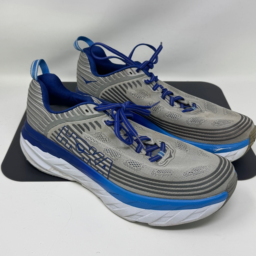 HOKA  One One Bondi 6 Mens Size 11.5 Blue Gray Sneakers  Running scratched